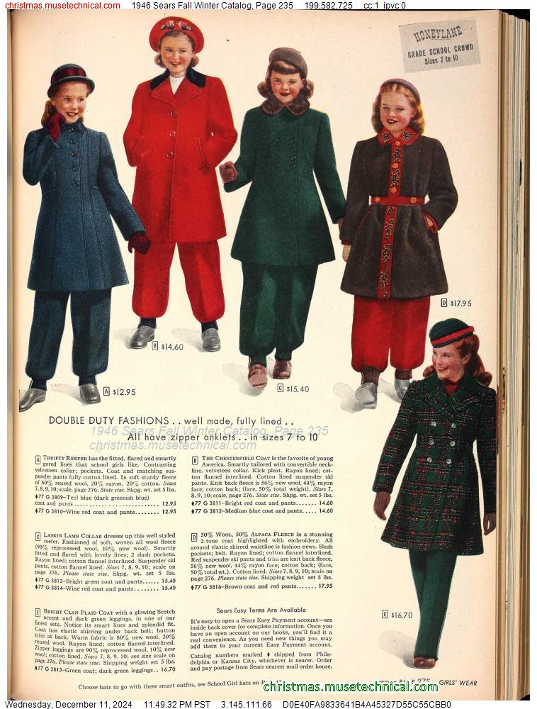 1946 Sears Fall Winter Catalog, Page 235