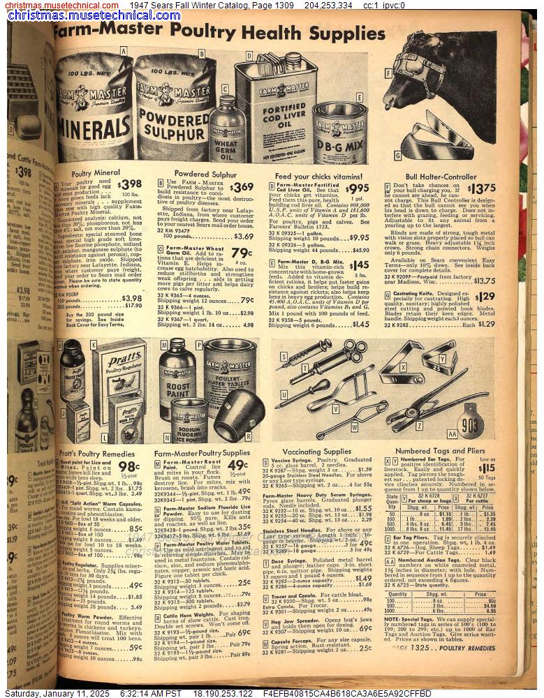 1947 Sears Fall Winter Catalog, Page 1309