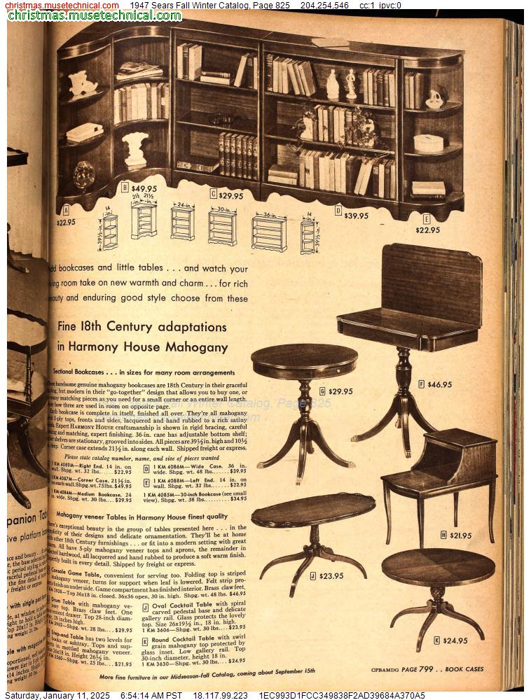 1947 Sears Fall Winter Catalog, Page 825