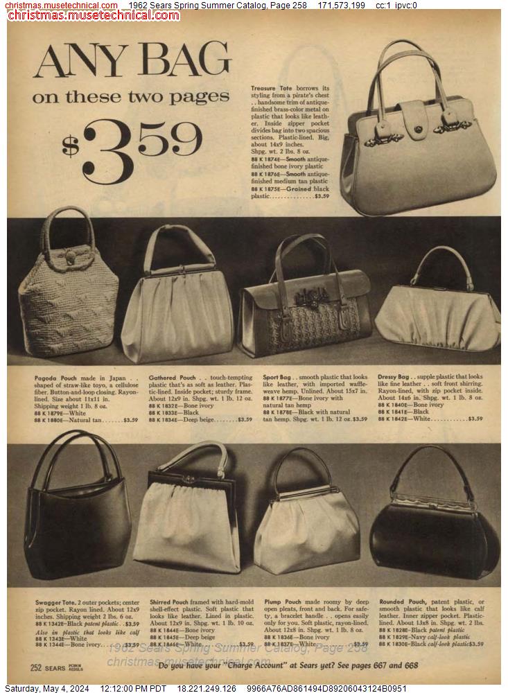 1962 Sears Spring Summer Catalog, Page 258