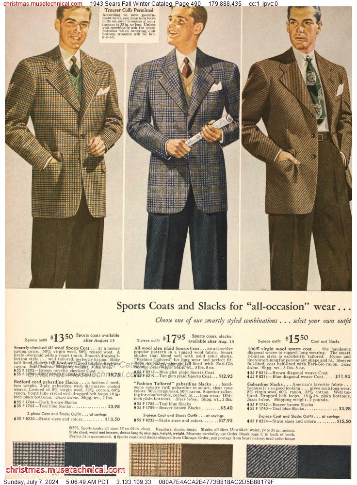 1943 Sears Fall Winter Catalog, Page 490