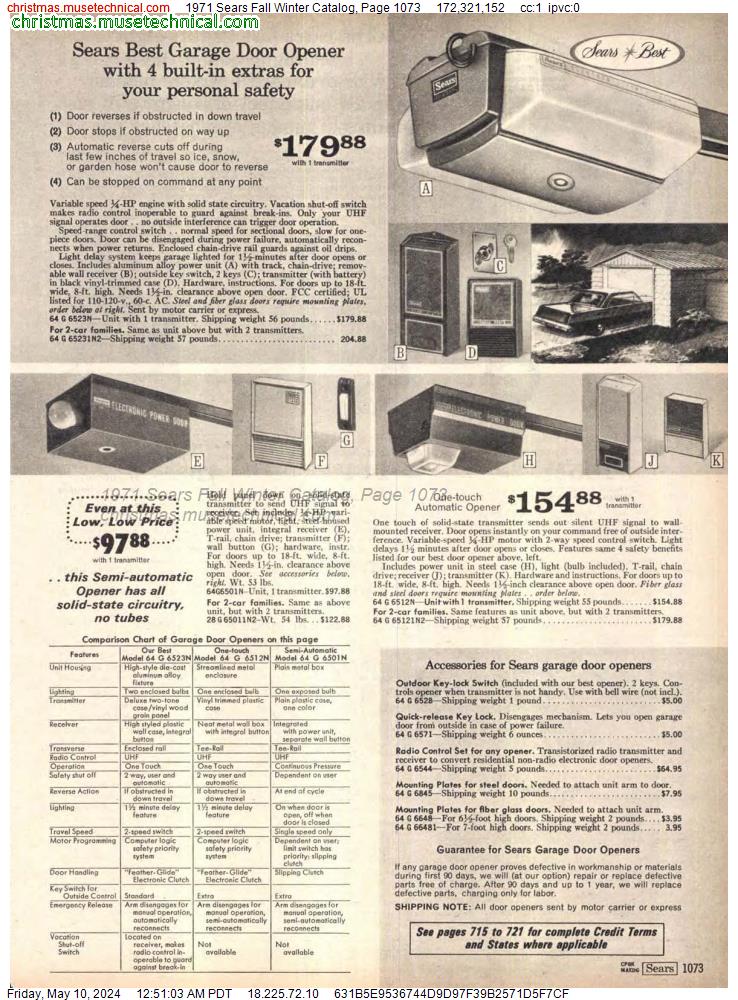 1971 Sears Fall Winter Catalog, Page 1073