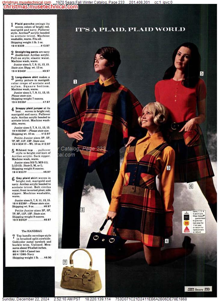 1970 Sears Fall Winter Catalog, Page 233