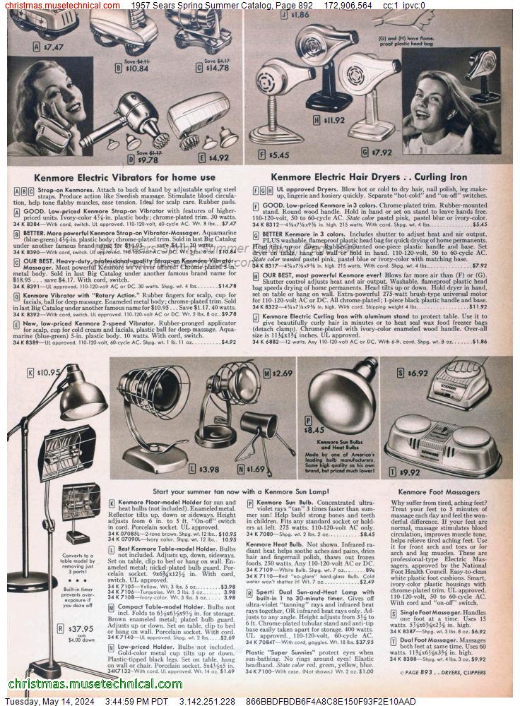 1957 Sears Spring Summer Catalog, Page 892