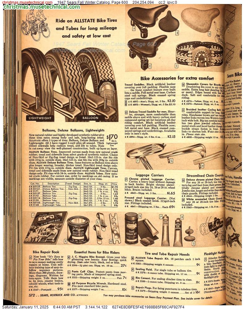 1947 Sears Fall Winter Catalog, Page 600