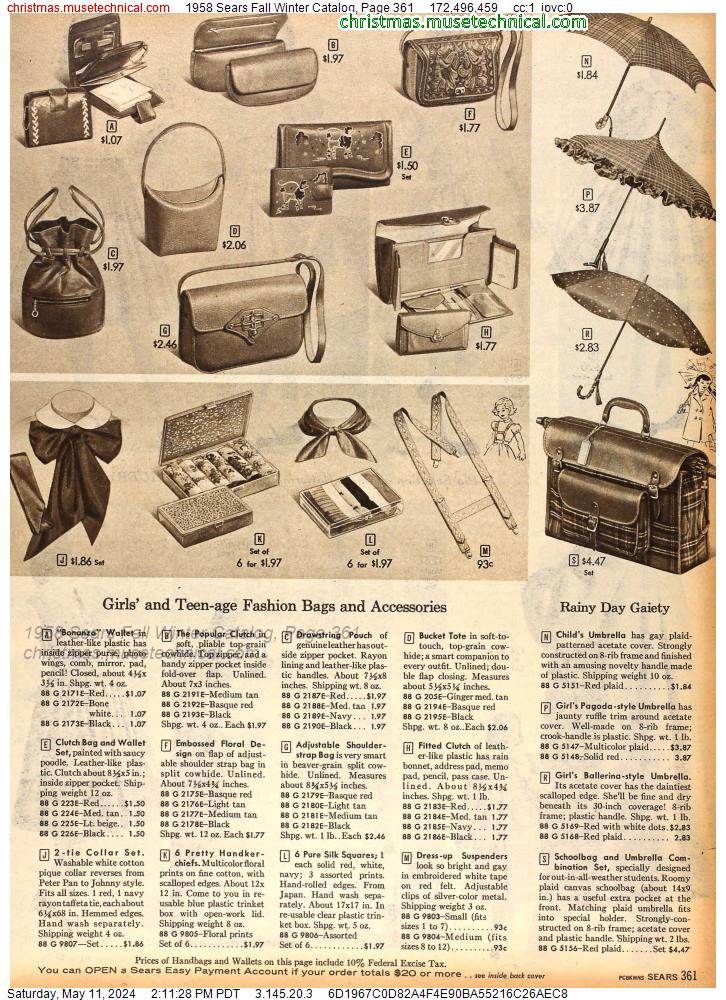 1958 Sears Fall Winter Catalog, Page 361