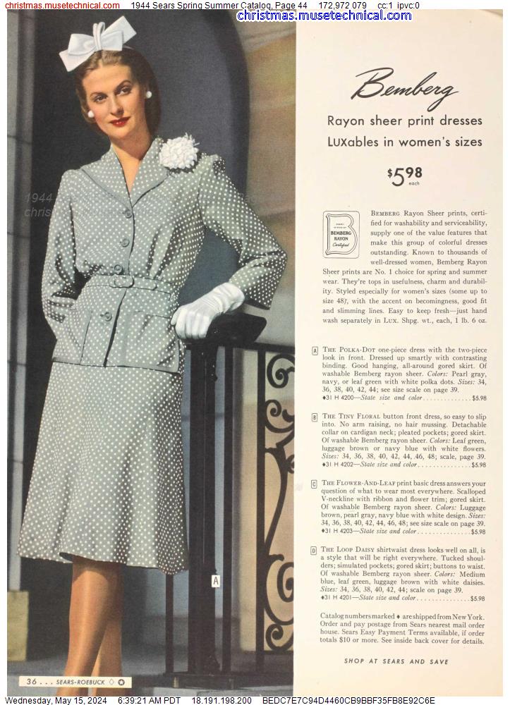 1944 Sears Spring Summer Catalog, Page 44