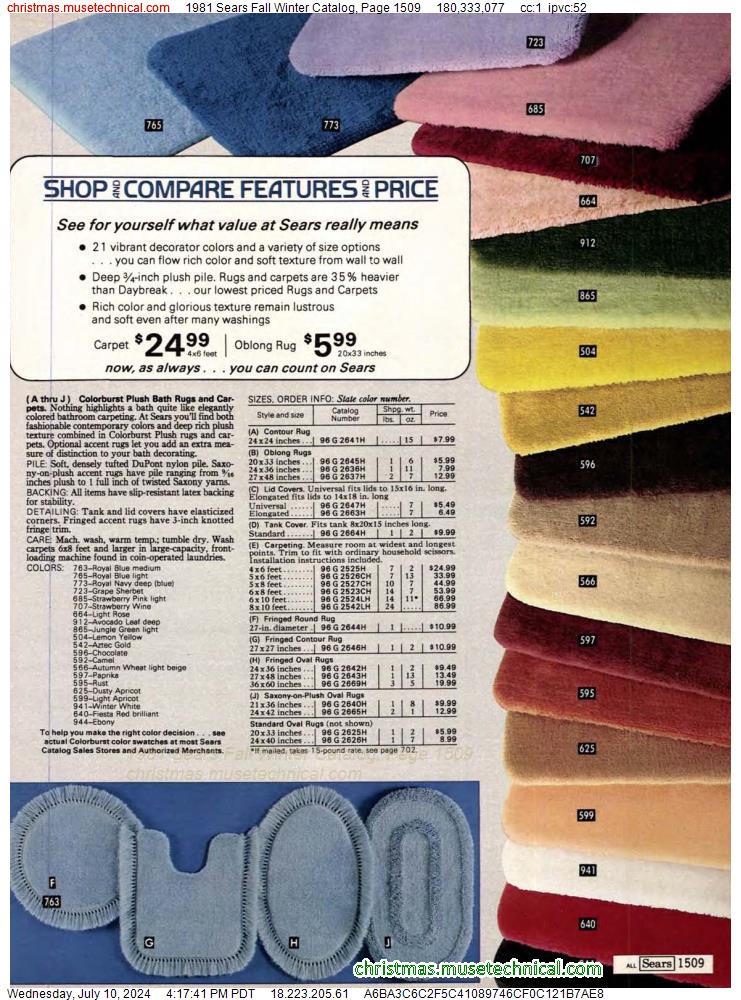 1981 Sears Fall Winter Catalog, Page 1509