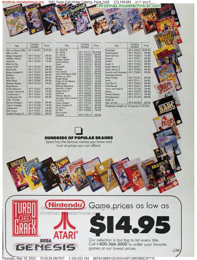 1991 Sears Fall Winter Catalog, Page 1408