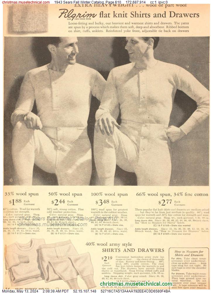 1943 Sears Fall Winter Catalog, Page 610