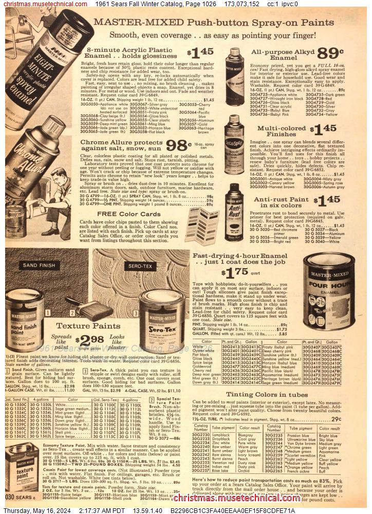 1961 Sears Fall Winter Catalog, Page 1026