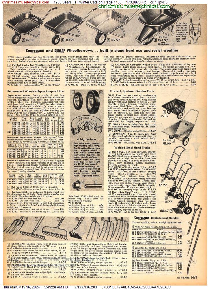 1958 Sears Fall Winter Catalog, Page 1483