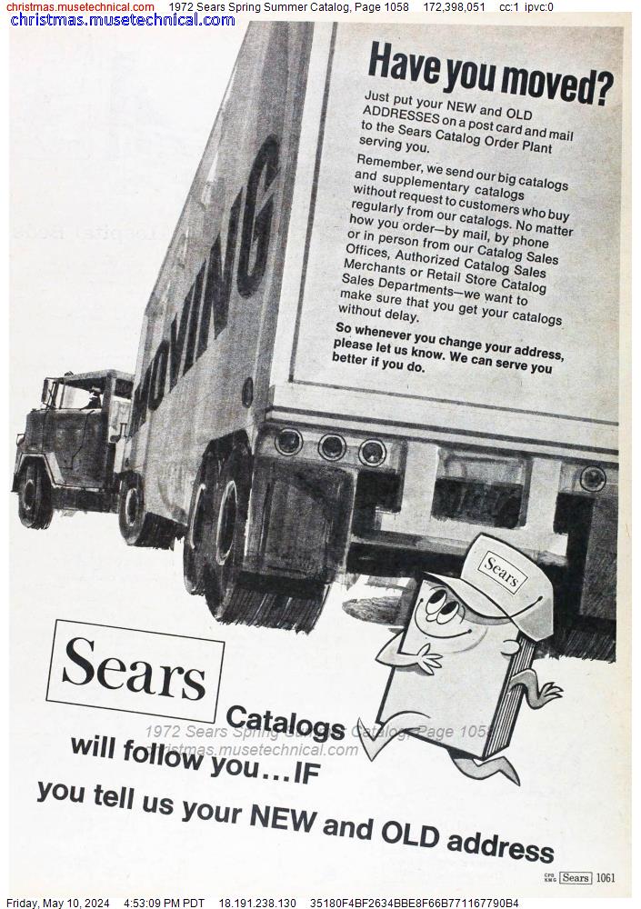 1972 Sears Spring Summer Catalog, Page 1058