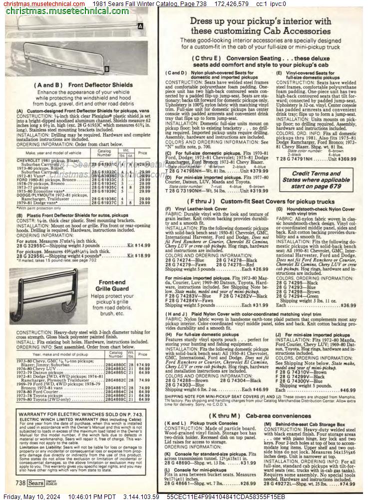 1981 Sears Fall Winter Catalog, Page 738