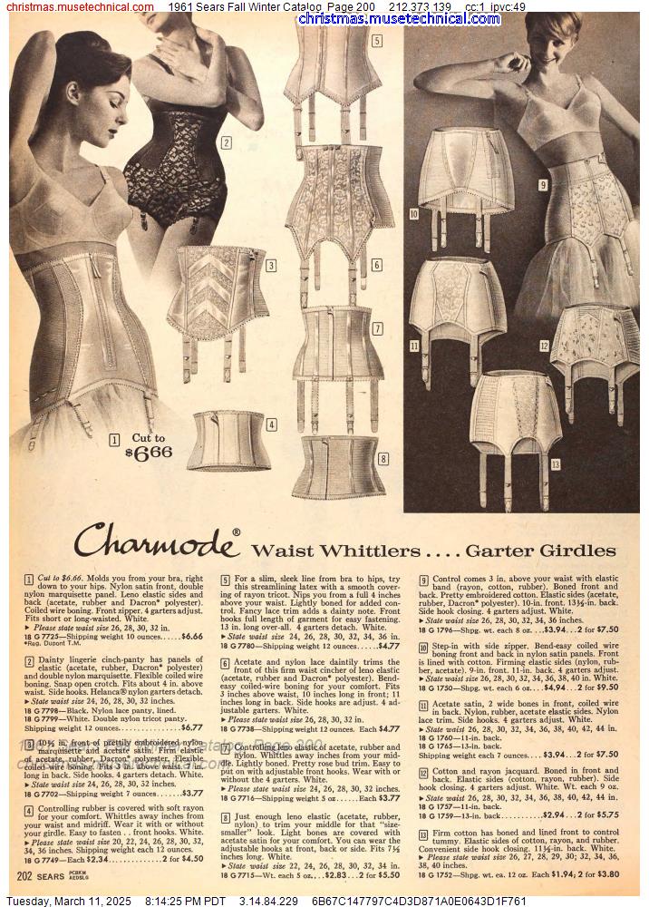 1961 Sears Fall Winter Catalog, Page 200