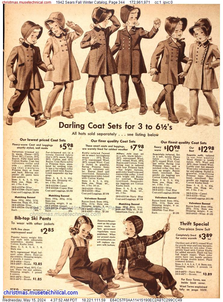 1942 Sears Fall Winter Catalog, Page 344