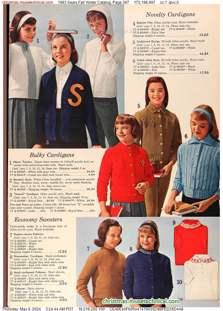 1963 Sears Fall Winter Catalog, Page 397