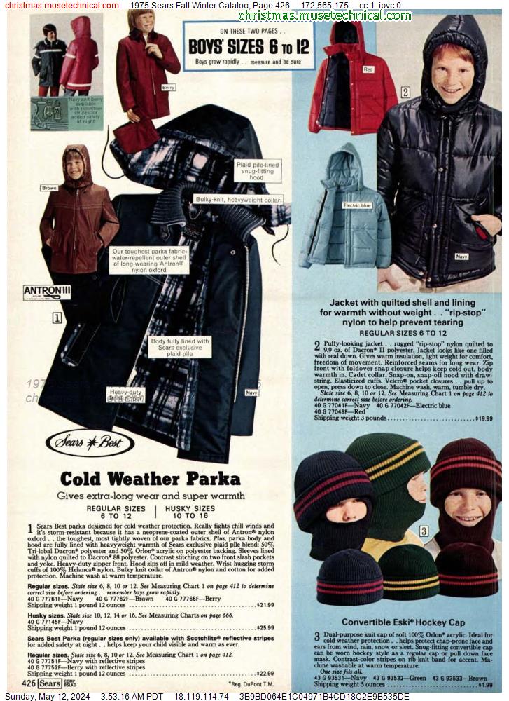 1975 Sears Fall Winter Catalog, Page 426