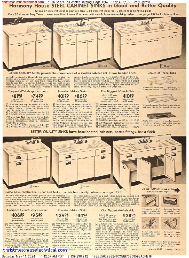 1956 Sears Fall Winter Catalog, Page 1267