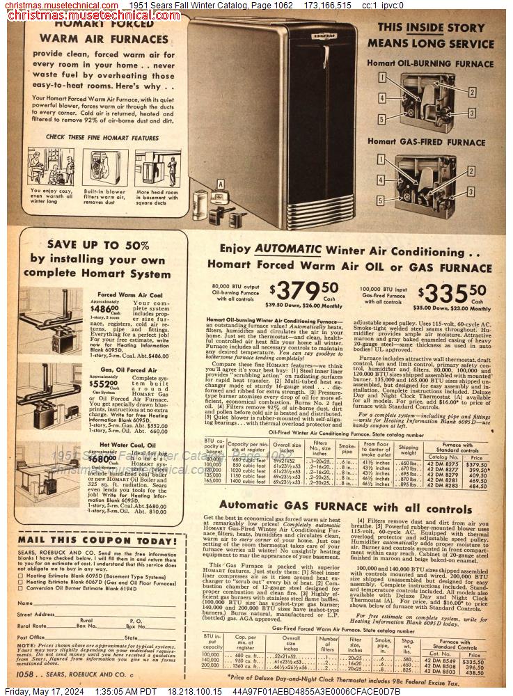 1951 Sears Fall Winter Catalog, Page 1062