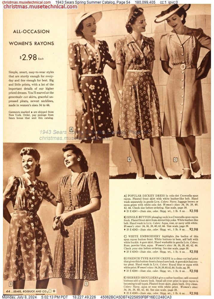 1943 Sears Spring Summer Catalog, Page 54