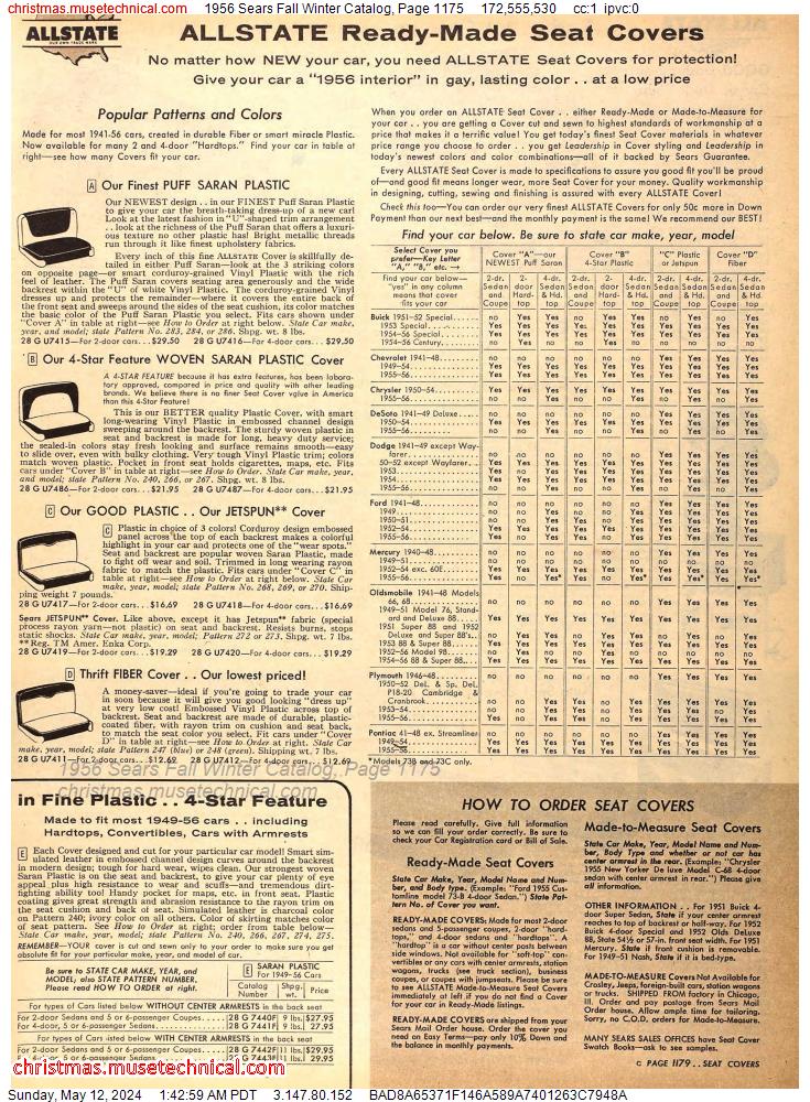 1956 Sears Fall Winter Catalog, Page 1175