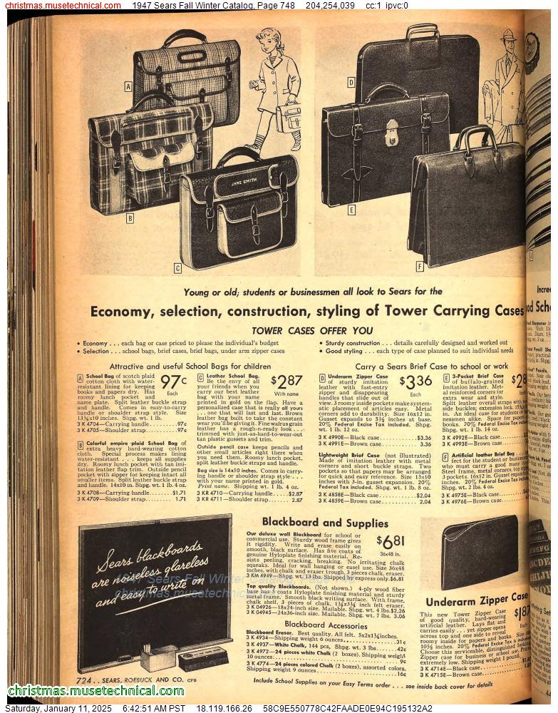 1947 Sears Fall Winter Catalog, Page 748