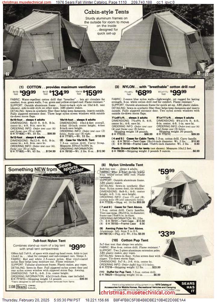 1976 Sears Fall Winter Catalog, Page 1110