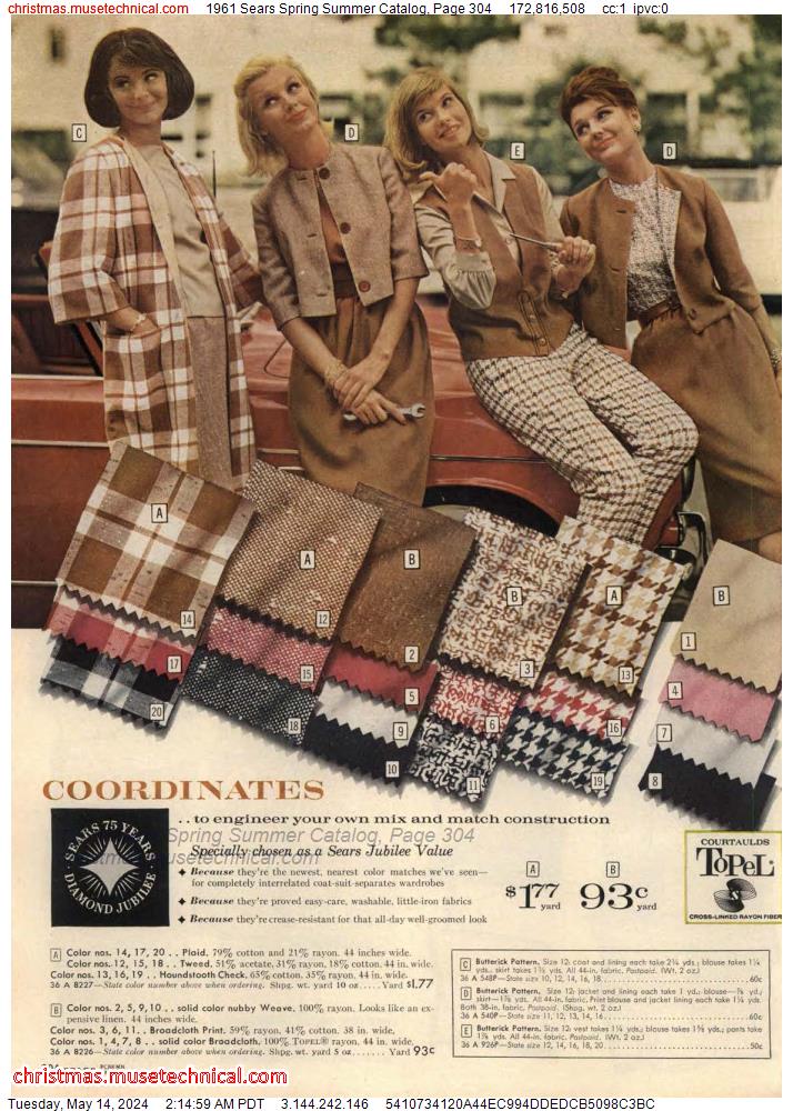 1961 Sears Spring Summer Catalog, Page 304