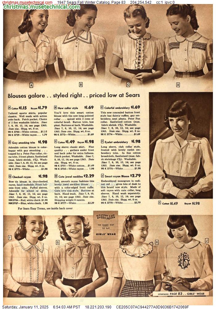 1947 Sears Fall Winter Catalog, Page 83