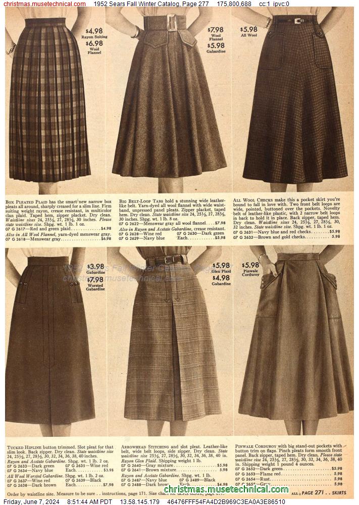 1952 Sears Fall Winter Catalog, Page 277