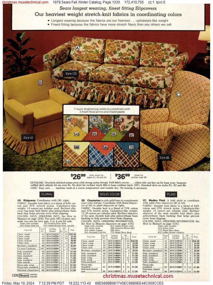 1978 Sears Fall Winter Catalog, Page 1330
