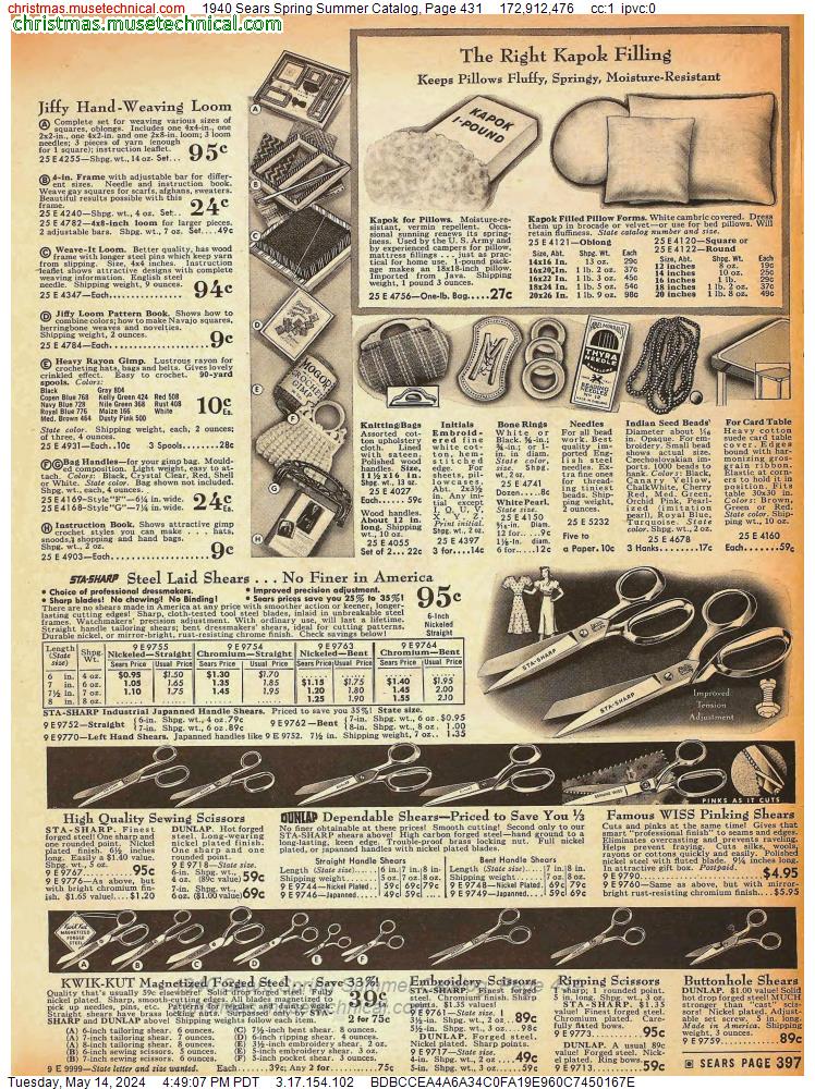 1940 Sears Spring Summer Catalog, Page 431