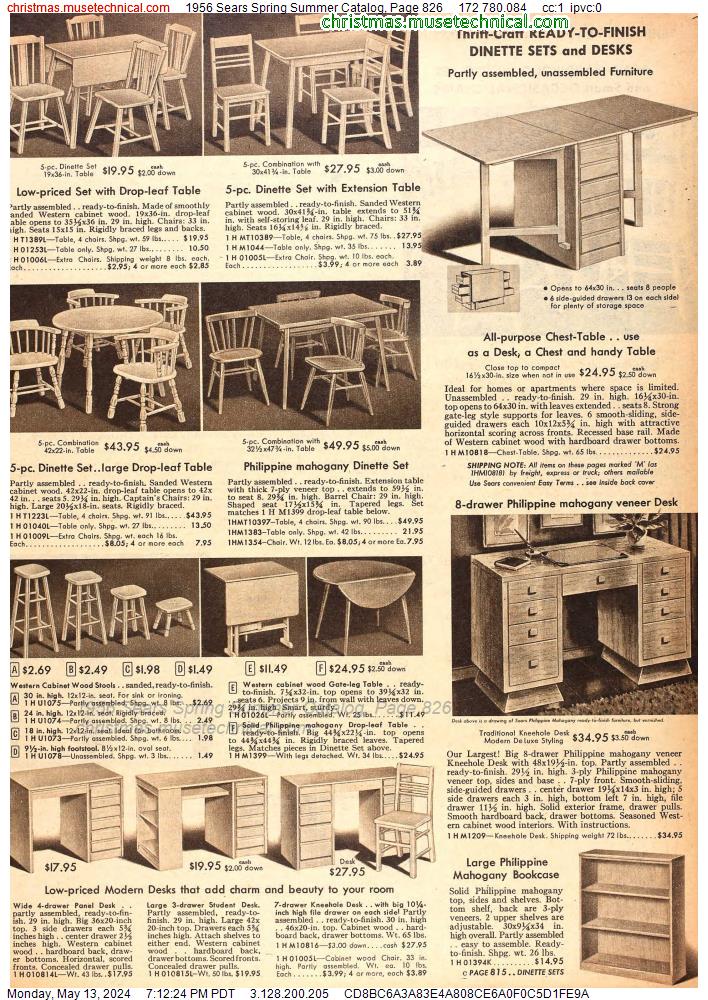 1956 Sears Spring Summer Catalog, Page 826