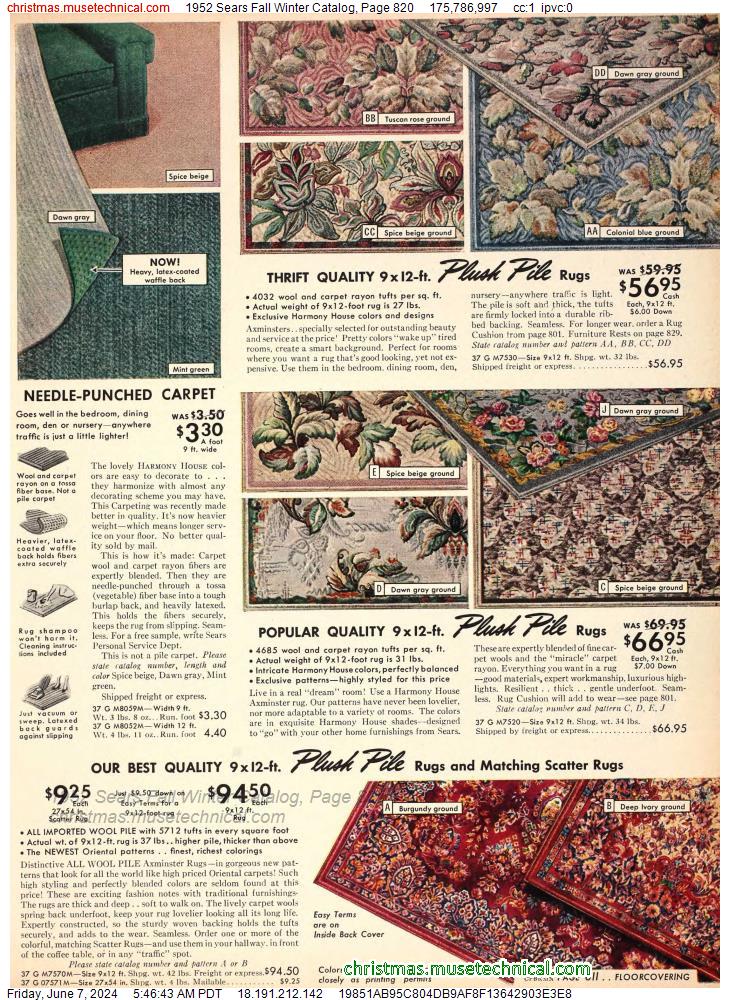 1952 Sears Fall Winter Catalog, Page 820