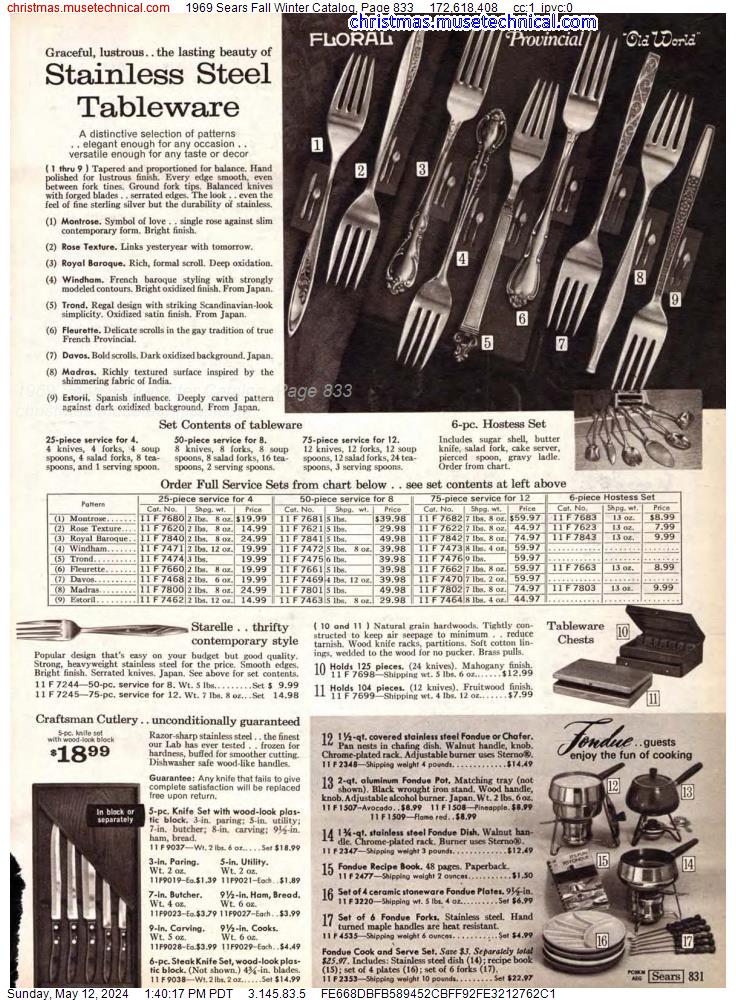 1969 Sears Fall Winter Catalog, Page 833
