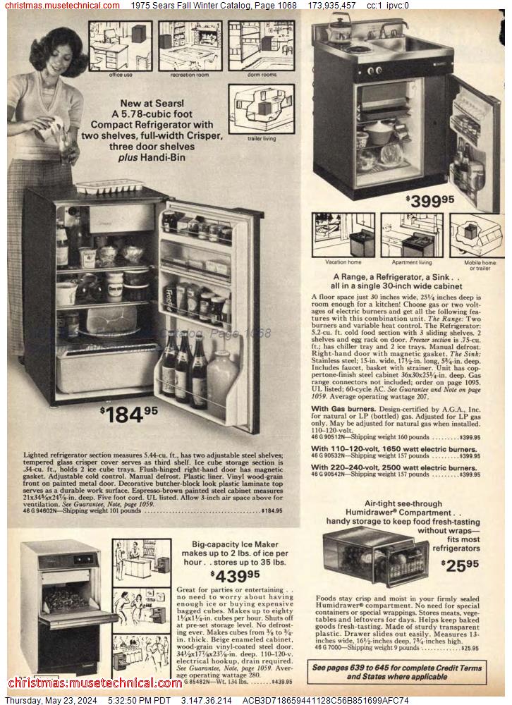 1975 Sears Fall Winter Catalog, Page 1068