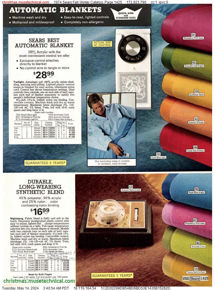 1974 Sears Fall Winter Catalog, Page 1425