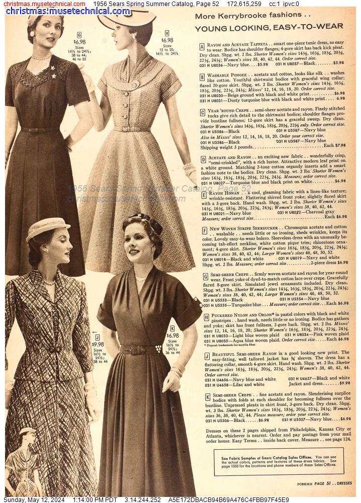 1956 Sears Spring Summer Catalog, Page 52