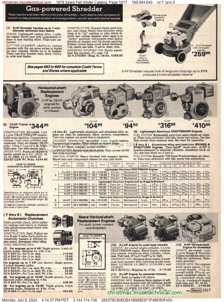 1978 Sears Fall Winter Catalog, Page 1017