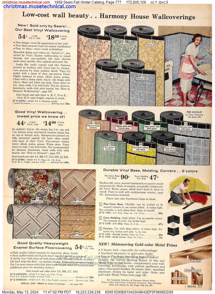 1958 Sears Fall Winter Catalog, Page 777