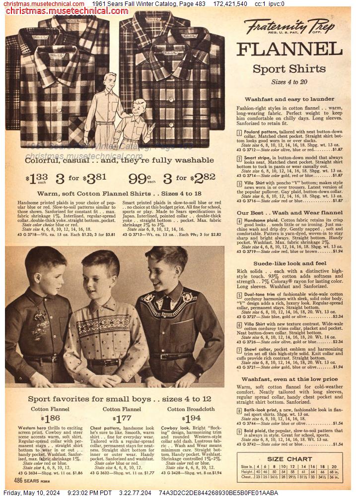 1961 Sears Fall Winter Catalog, Page 483