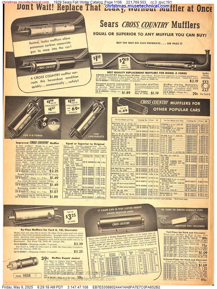 1939 Sears Fall Winter Catalog, Page 1106