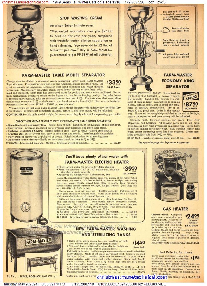 1949 Sears Fall Winter Catalog, Page 1318