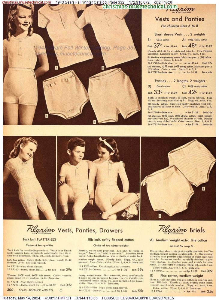 1943 Sears Fall Winter Catalog, Page 332