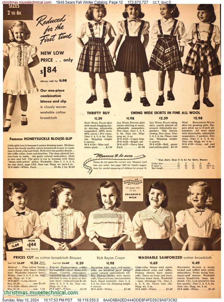 1949 Sears Fall Winter Catalog, Page 12