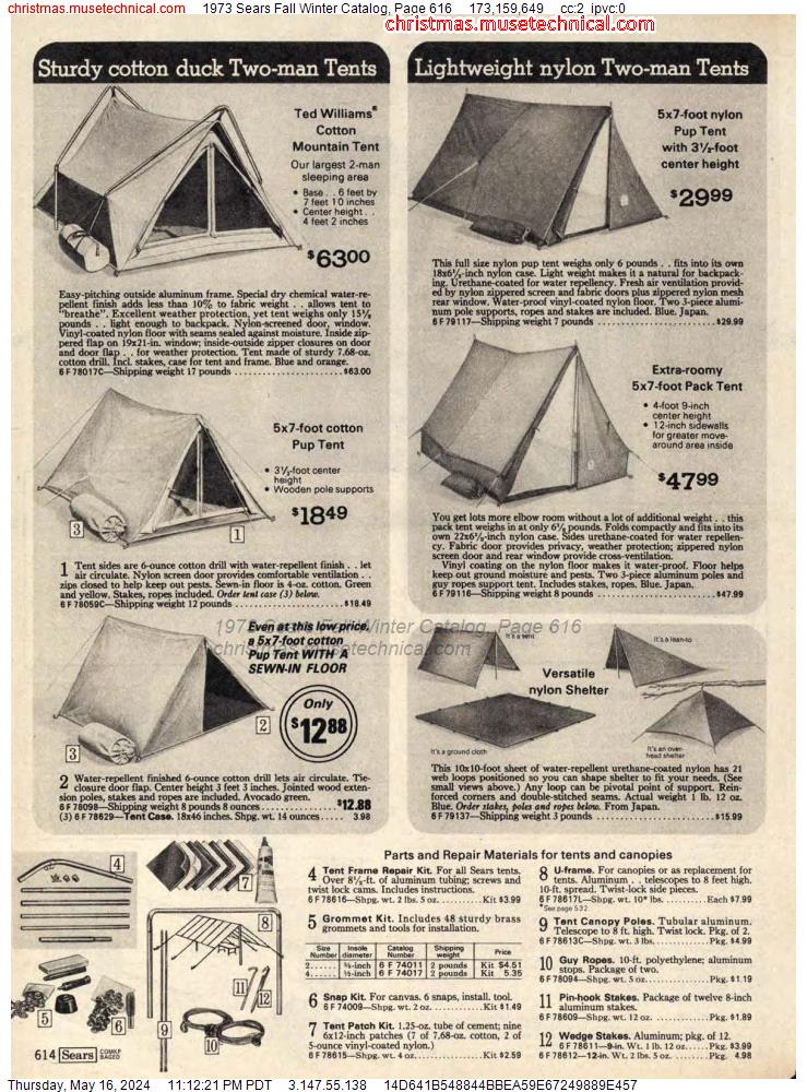 1973 Sears Fall Winter Catalog, Page 616
