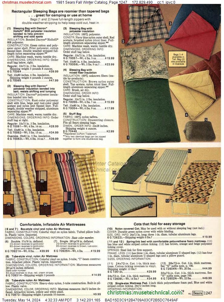 1981 Sears Fall Winter Catalog, Page 1247