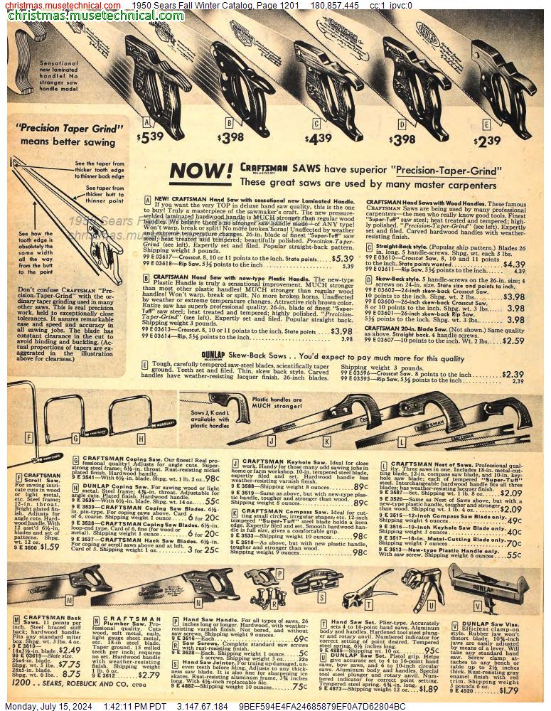 1950 Sears Fall Winter Catalog, Page 1201