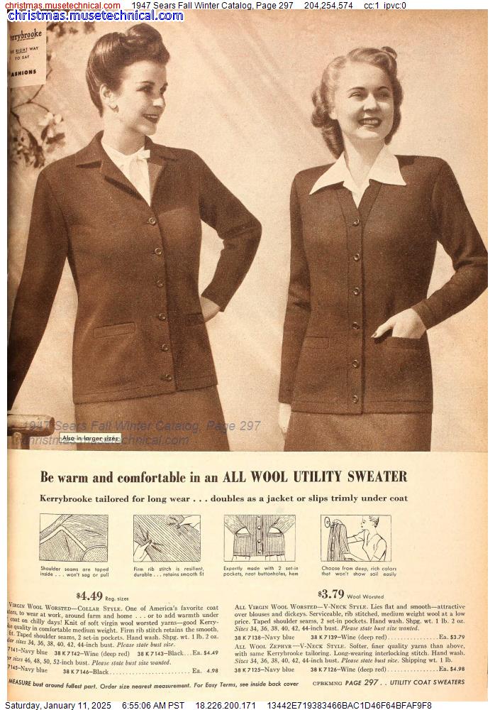 1947 Sears Fall Winter Catalog, Page 297